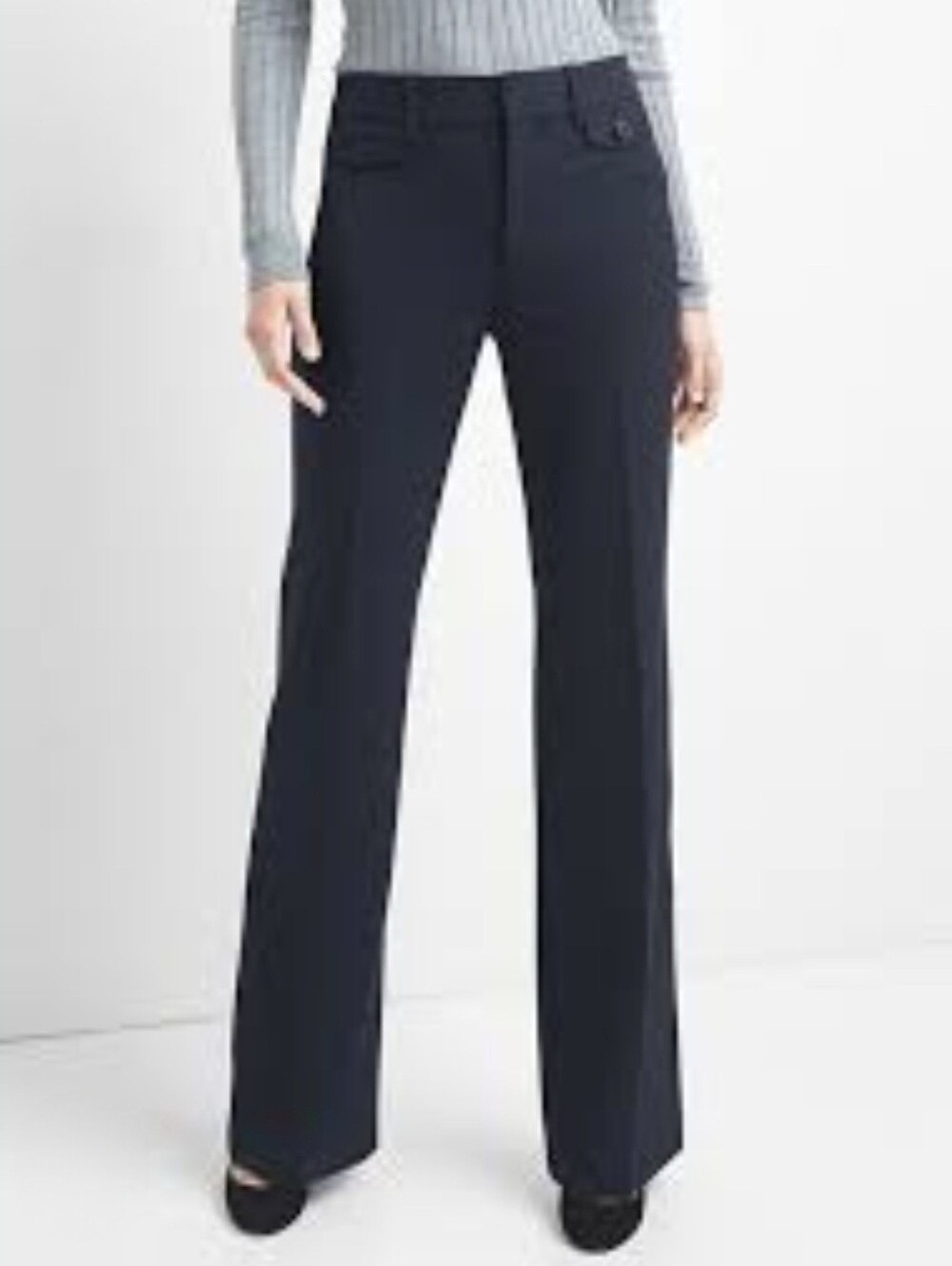 GAP High Rise Baby Boot Navy Blue Trouser Career Office Pant Size 6 32.5" Inseam